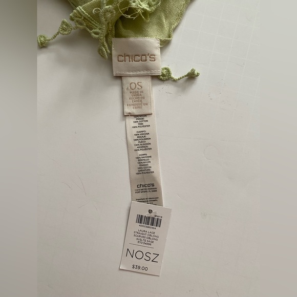 Chico’s Laura Lace Boho Scarf Straight Oblong scarves svelte sage - Picture 3 of 11